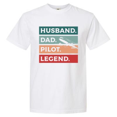 Husband Dad Pilot Legend Aviation Aviator Gift Garment-Dyed Heavyweight T-Shirt