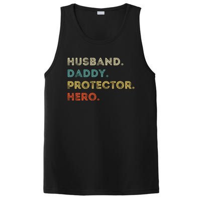 Husband Daddy Protector Hero Vintage Fathers Day Vintage Gift PosiCharge Competitor Tank