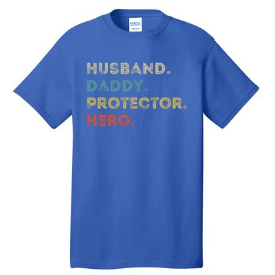 Husband Daddy Protector Hero Vintage Fathers Day Vintage Gift Tall T-Shirt