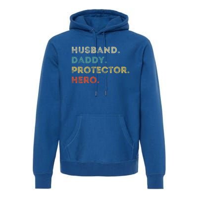 Husband Daddy Protector Hero Vintage Fathers Day Vintage Gift Premium Hoodie