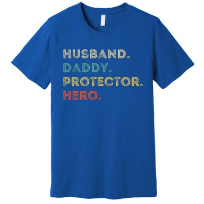 Husband Daddy Protector Hero Vintage Fathers Day Vintage Gift Premium T-Shirt