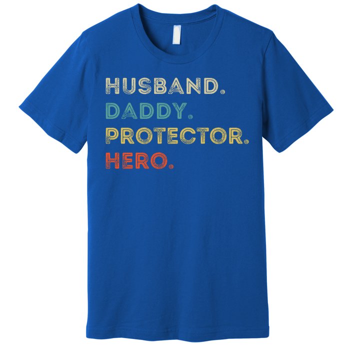 Husband Daddy Protector Hero Vintage Fathers Day Vintage Gift Premium T-Shirt