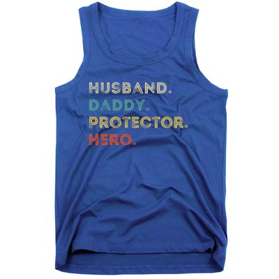 Husband Daddy Protector Hero Vintage Fathers Day Vintage Gift Tank Top