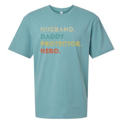 Husband Daddy Protector Hero Vintage Fathers Day Vintage Gift Sueded Cloud Jersey T-Shirt