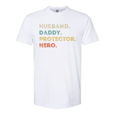 Husband Daddy Protector Hero Vintage Fathers Day Vintage Gift Softstyle CVC T-Shirt