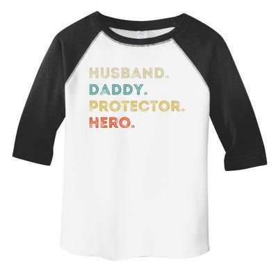 Husband Daddy Protector Hero Vintage Fathers Day Vintage Gift Toddler Fine Jersey T-Shirt