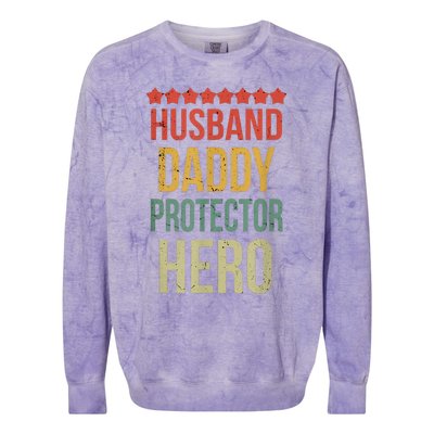 Husband Daddy Protector Hero Colorblast Crewneck Sweatshirt