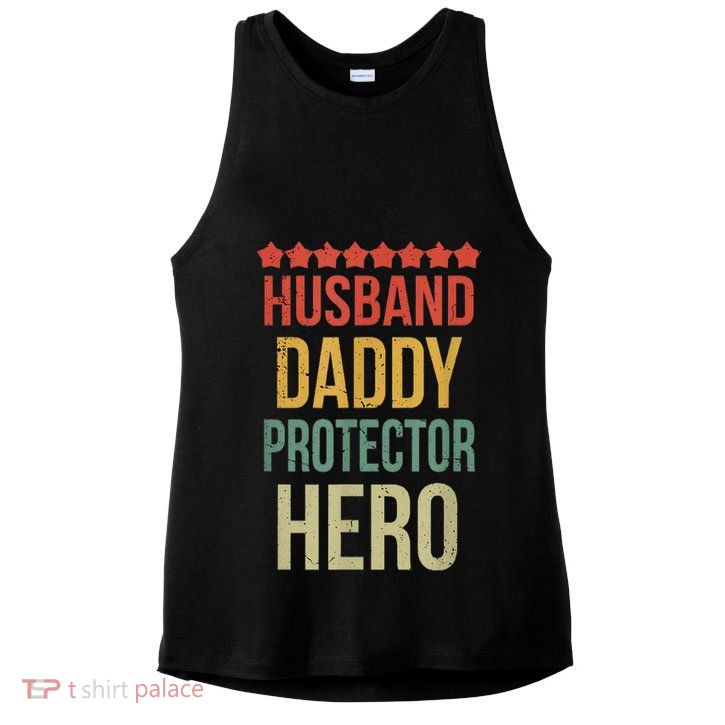 Husband Daddy Protector Hero Ladies PosiCharge Tri-Blend Wicking Tank