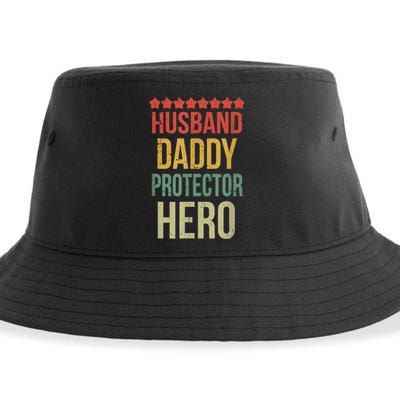 Husband Daddy Protector Hero Sustainable Bucket Hat