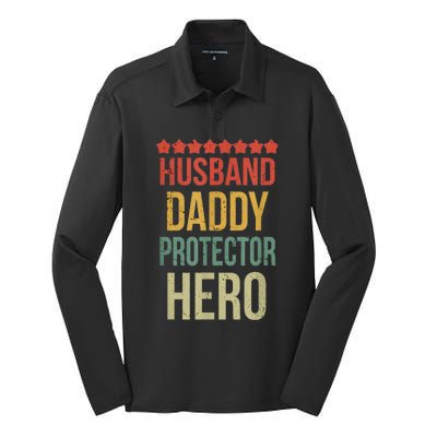 Husband Daddy Protector Hero Silk Touch Performance Long Sleeve Polo