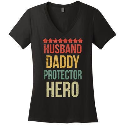 Husband Daddy Protector Hero Women's V-Neck T-Shirt