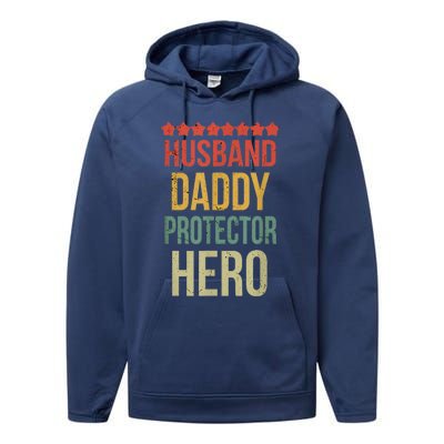 Husband Daddy Protector Hero Performance Fleece Hoodie