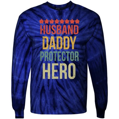 Husband Daddy Protector Hero Tie-Dye Long Sleeve Shirt