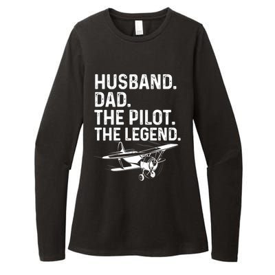 Husband Dad Pilot Legend Funny Airplane Fathers Day Tee Gift Womens CVC Long Sleeve Shirt