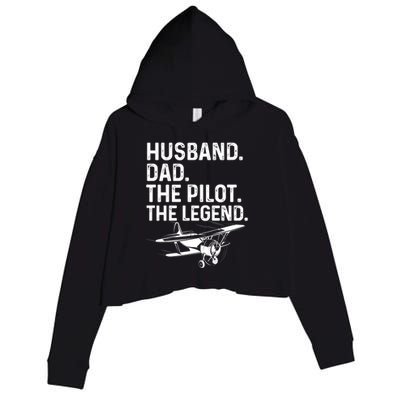 Husband Dad Pilot Legend Funny Airplane Fathers Day Tee Gift Crop Fleece Hoodie