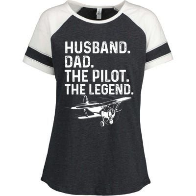 Husband Dad Pilot Legend Funny Airplane Fathers Day Tee Gift Enza Ladies Jersey Colorblock Tee