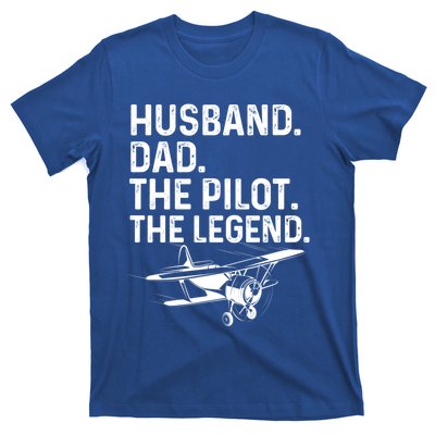 Husband Dad Pilot Legend Funny Airplane Fathers Day Tee Gift T-Shirt