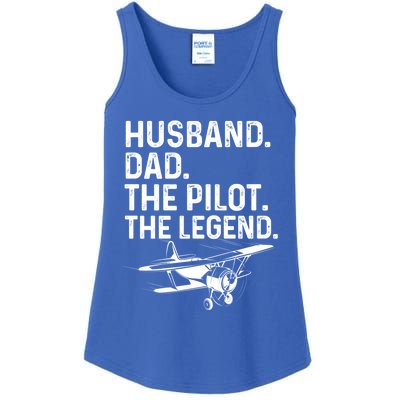 Husband Dad Pilot Legend Funny Airplane Fathers Day Tee Gift Ladies Essential Tank