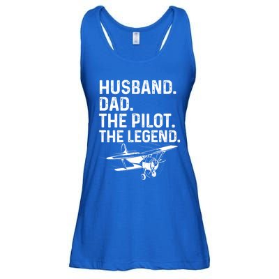 Husband Dad Pilot Legend Funny Airplane Fathers Day Tee Gift Ladies Essential Flowy Tank