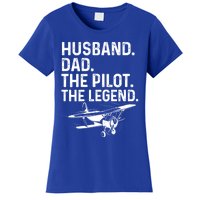 Husband Dad Pilot Legend Funny Airplane Fathers Day Tee Gift Women's T-Shirt