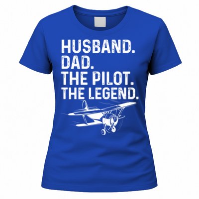 Husband Dad Pilot Legend Funny Airplane Fathers Day Tee Gift Women's T-Shirt