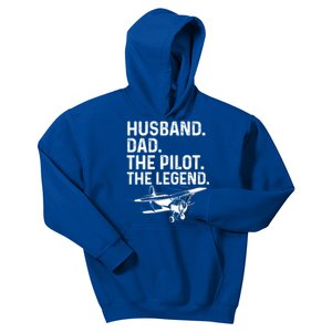 Husband Dad Pilot Legend Funny Airplane Fathers Day Tee Gift Kids Hoodie