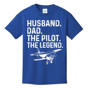 Husband Dad Pilot Legend Funny Airplane Fathers Day Tee Gift Kids T-Shirt