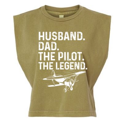 Husband Dad Pilot Legend Funny Airplane Fathers Day Tee Gift Garment-Dyed Women's Muscle Tee