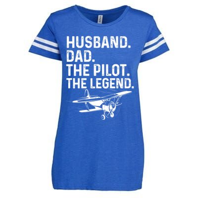 Husband Dad Pilot Legend Funny Airplane Fathers Day Tee Gift Enza Ladies Jersey Football T-Shirt