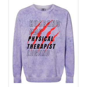 Husband Dad Physical Therapist Legend Daddy Protector Myth F Gift Colorblast Crewneck Sweatshirt