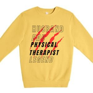 Husband Dad Physical Therapist Legend Daddy Protector Myth F Gift Premium Crewneck Sweatshirt