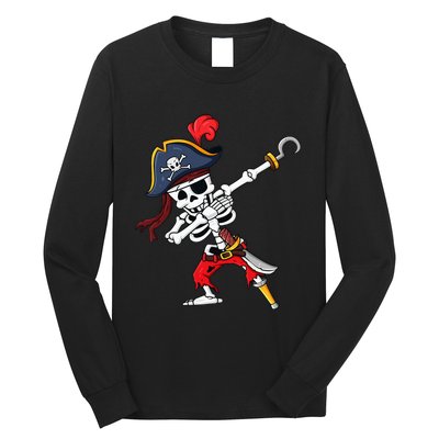 Halloween Dabbing Pirate Skeleton Funny Dab Long Sleeve Shirt