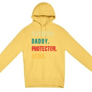 Husband Daddy Protector Hero Great Dads Cool Gift Premium Pullover Hoodie