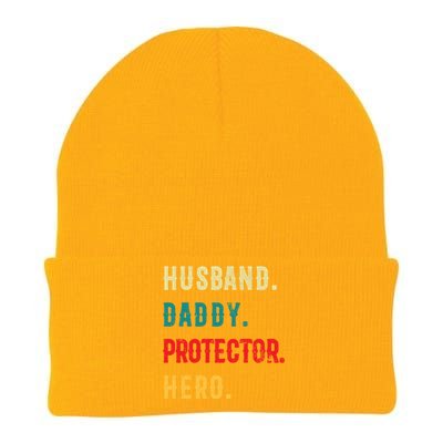 Husband Daddy Protector Hero Great Dads Cool Gift Knit Cap Winter Beanie