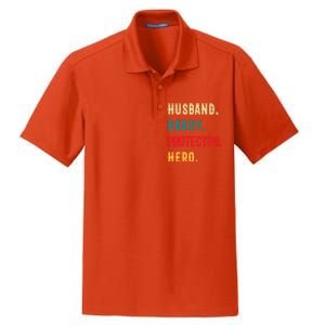 Husband Daddy Protector Hero Great Dads Cool Gift Dry Zone Grid Polo