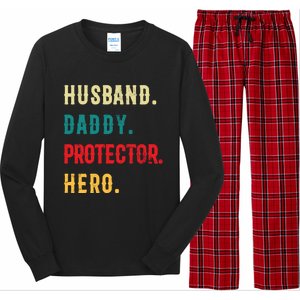 Husband Daddy Protector Hero Great Dads Cool Gift Long Sleeve Pajama Set