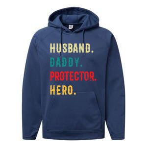 Husband Daddy Protector Hero Great Dads Cool Gift Performance Fleece Hoodie