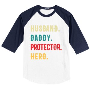 Husband Daddy Protector Hero Great Dads Cool Gift Baseball Sleeve Shirt