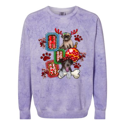 Hohoho Dog Paw Christmas Pajama Cute Holiday Dog Lovers Xmas Gift Colorblast Crewneck Sweatshirt