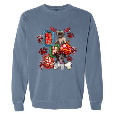 Hohoho Dog Paw Christmas Pajama Cute Holiday Dog Lovers Xmas Gift Garment-Dyed Sweatshirt