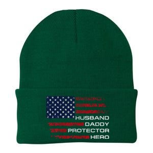 Husband Daddy Protector Hero Fathers Day Knit Cap Winter Beanie