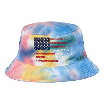 Husband Daddy Protector Hero Fathers Day Tie Dye Newport Bucket Hat