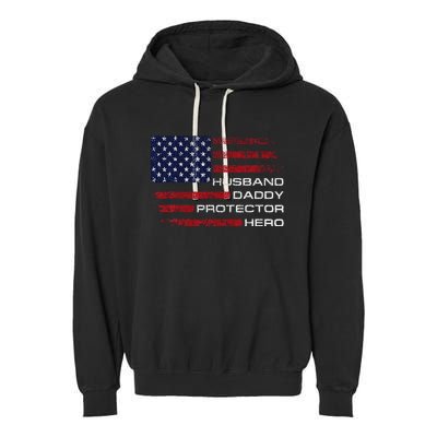 Husband Daddy Protector Hero Fathers Day Garment-Dyed Fleece Hoodie