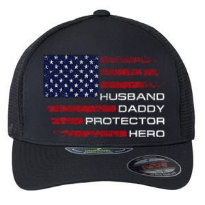 Husband Daddy Protector Hero Fathers Day Flexfit Unipanel Trucker Cap