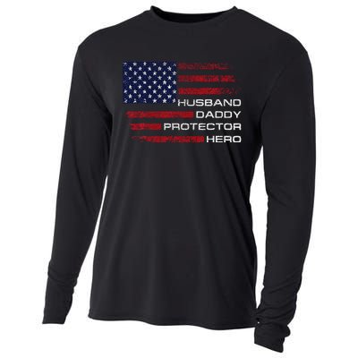 Husband Daddy Protector Hero Fathers Day Cooling Performance Long Sleeve Crew