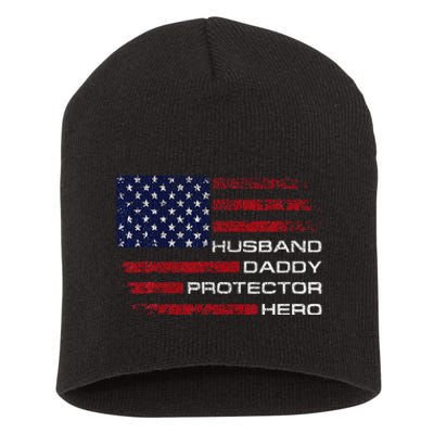 Husband Daddy Protector Hero Fathers Day Short Acrylic Beanie