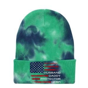 Husband Daddy Protector Hero Fathers Day Tie Dye 12in Knit Beanie