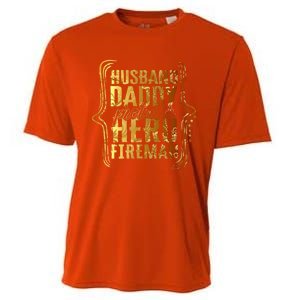 Husband Daddy Protector Hero Fire Tie Dye Golden Fathers Funny Gift Cooling Performance Crew T-Shirt