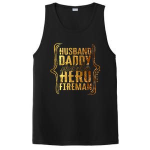 Husband Daddy Protector Hero Fire Tie Dye Golden Fathers Funny Gift PosiCharge Competitor Tank