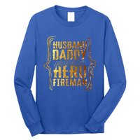 Husband Daddy Protector Hero Fire Tie Dye Golden Fathers Funny Gift Long Sleeve Shirt